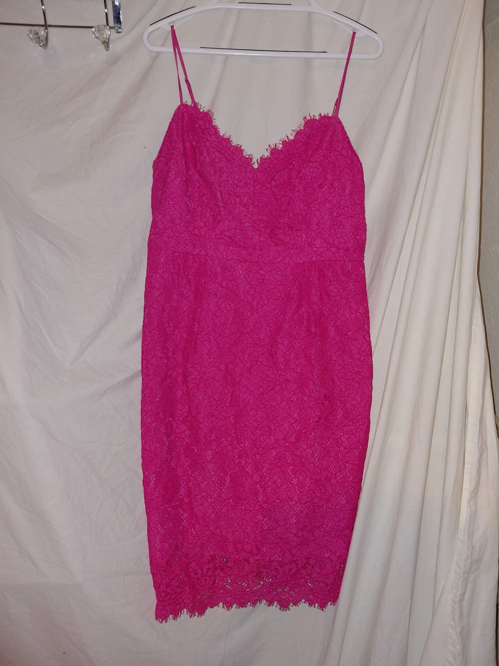 J. Crew Bright Fuchsia Lace Midi Dress